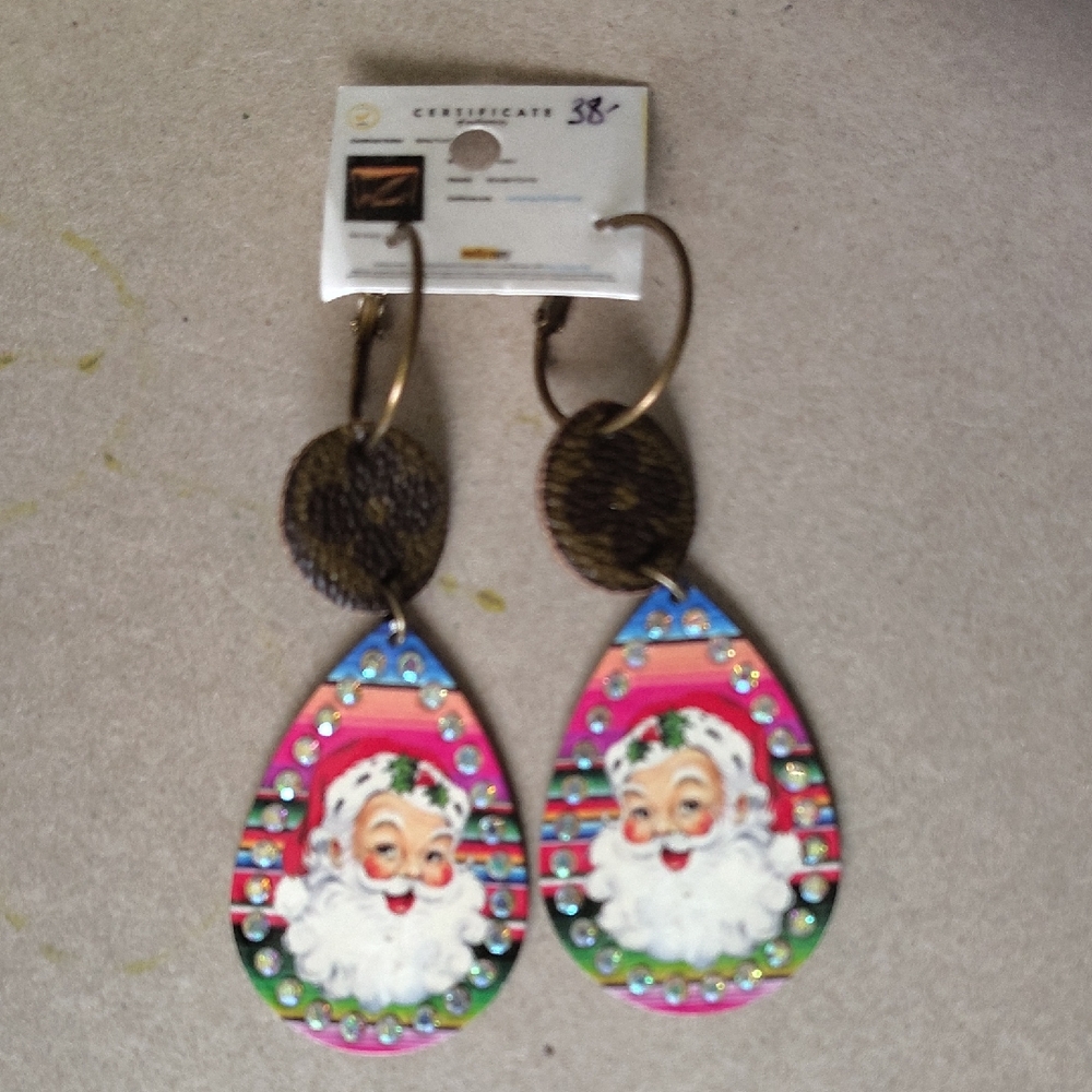 Sandra Ling Designs Santa Pierced Earrings
